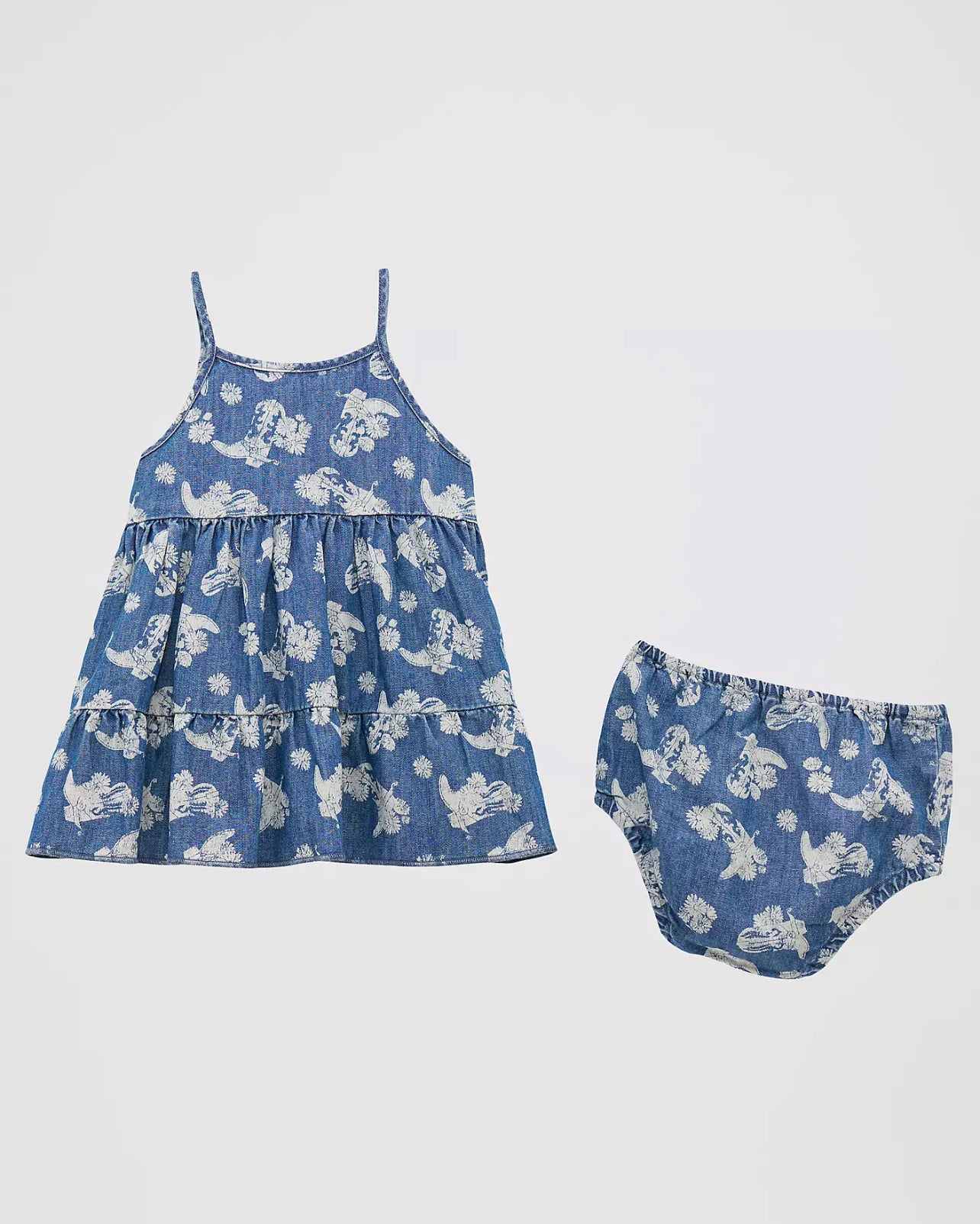 Wrangler LITTLE GIRL'S PRINTED DENIM TIERED DRESS