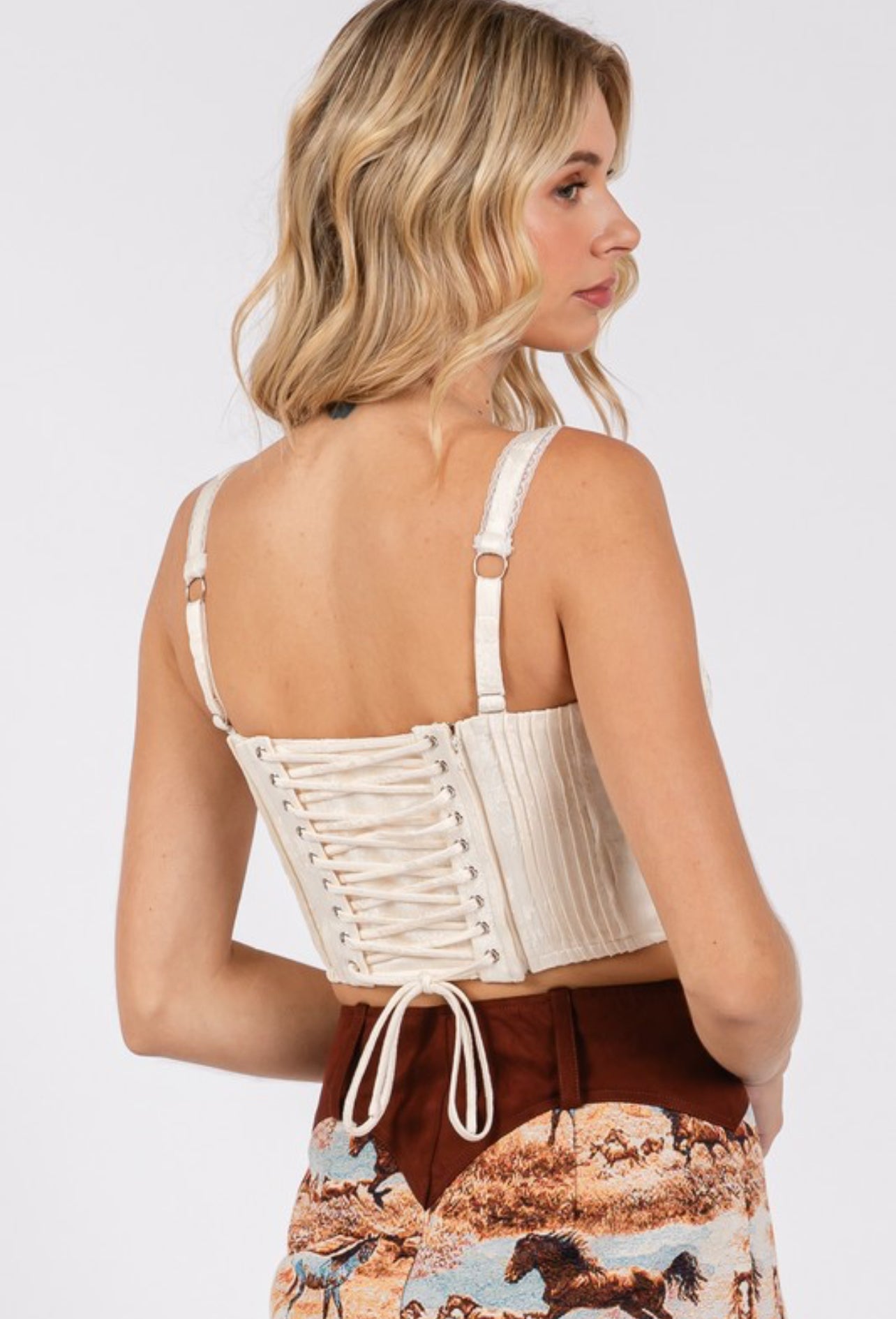 Jacquard Lace Corset Ivory