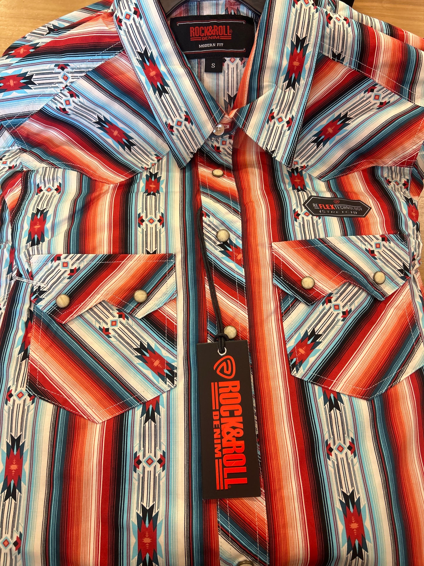 Rock And Roll Denim Aztec stripe ls Snap