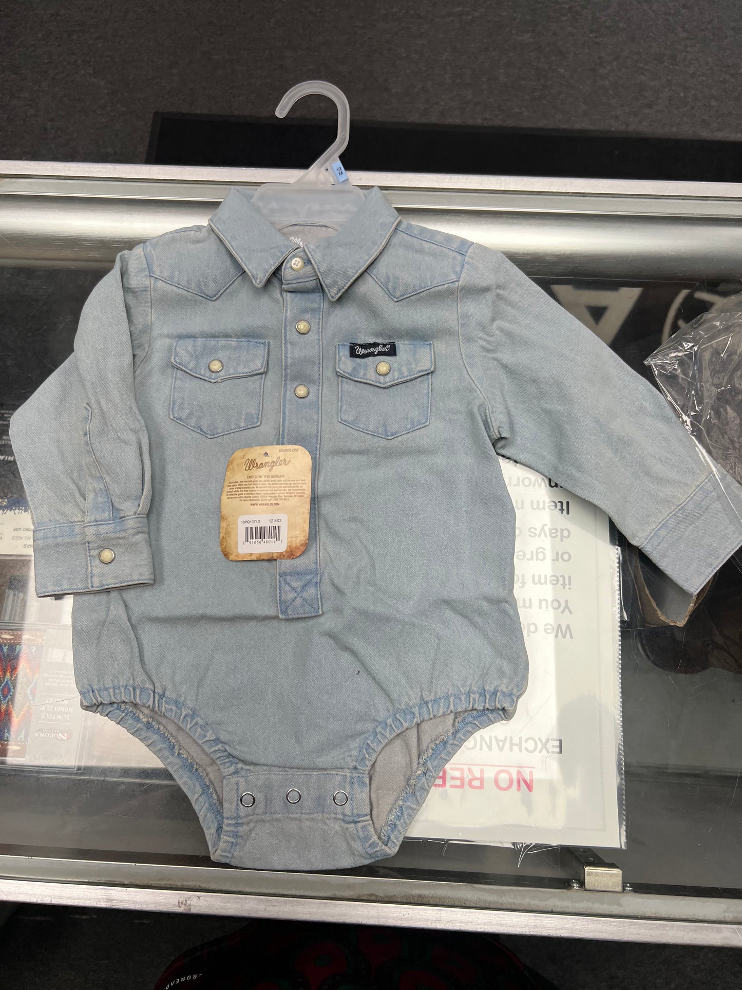 Baby wrangler denim onesie