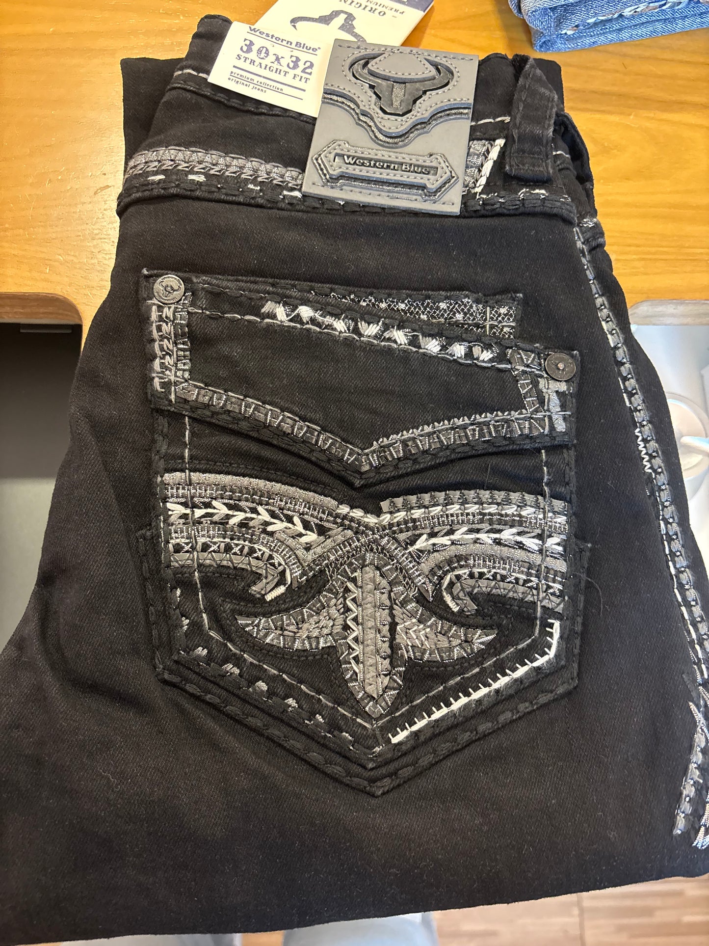 Western blue men jeans BLACK