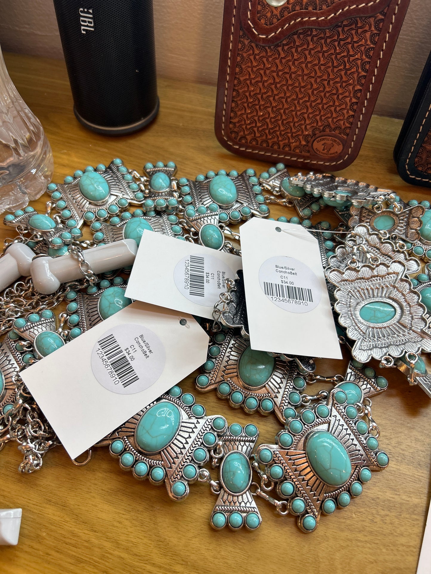 Blue/silver Concho belts