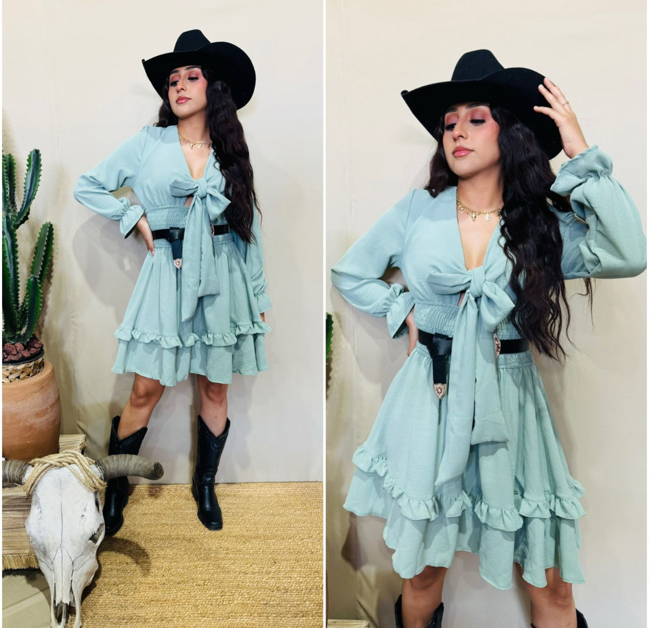 Flowy vaquera dress (sage green)