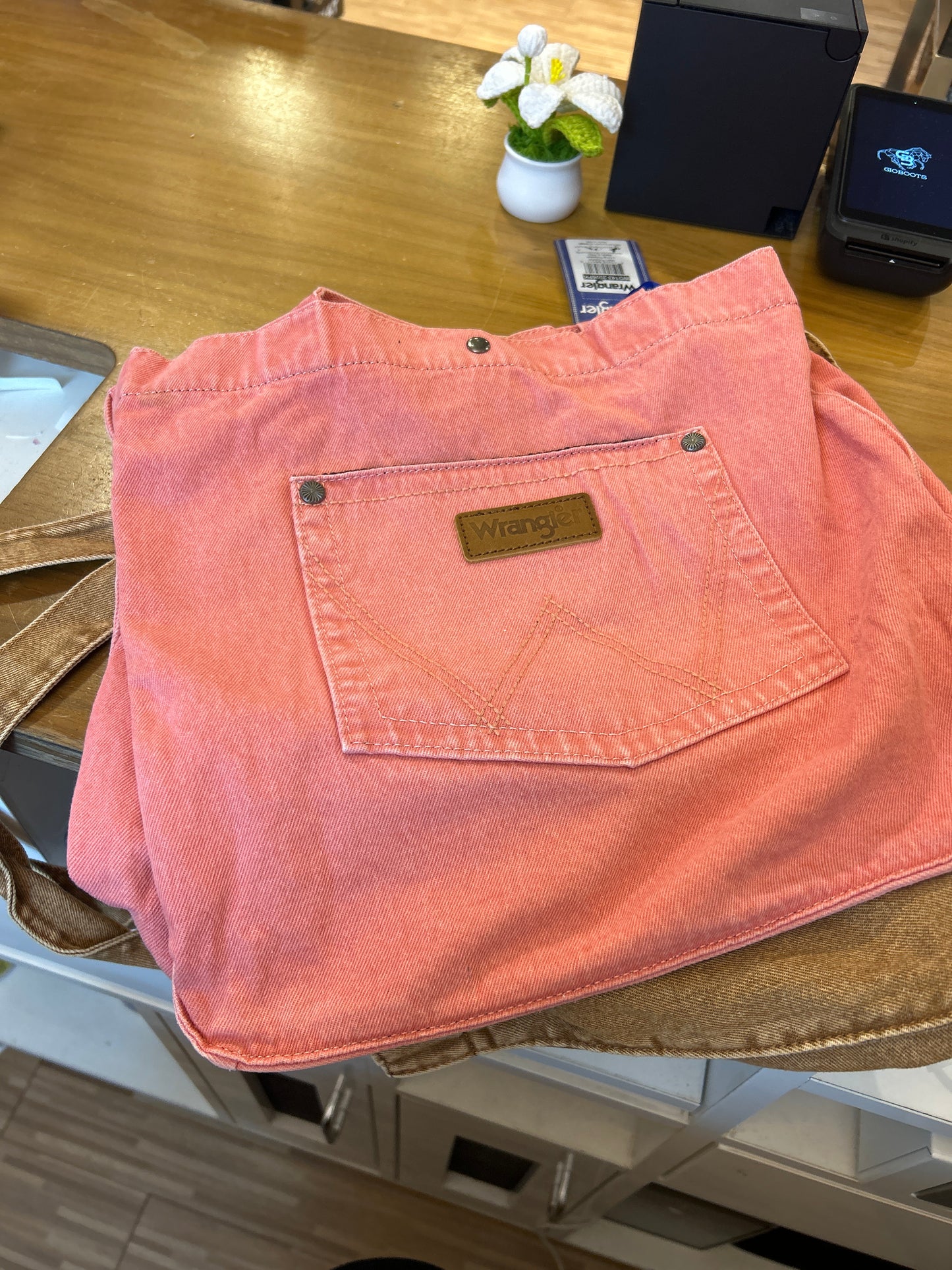 WG143-2006PK Wrangler Stitch Denim Tote Bag - Pink