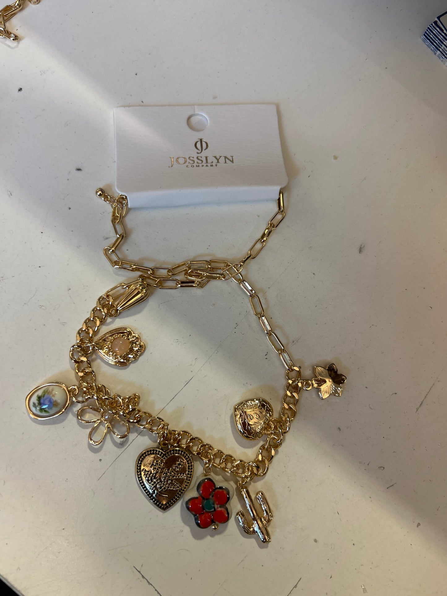 Heart Charm Necklace (red/gold)