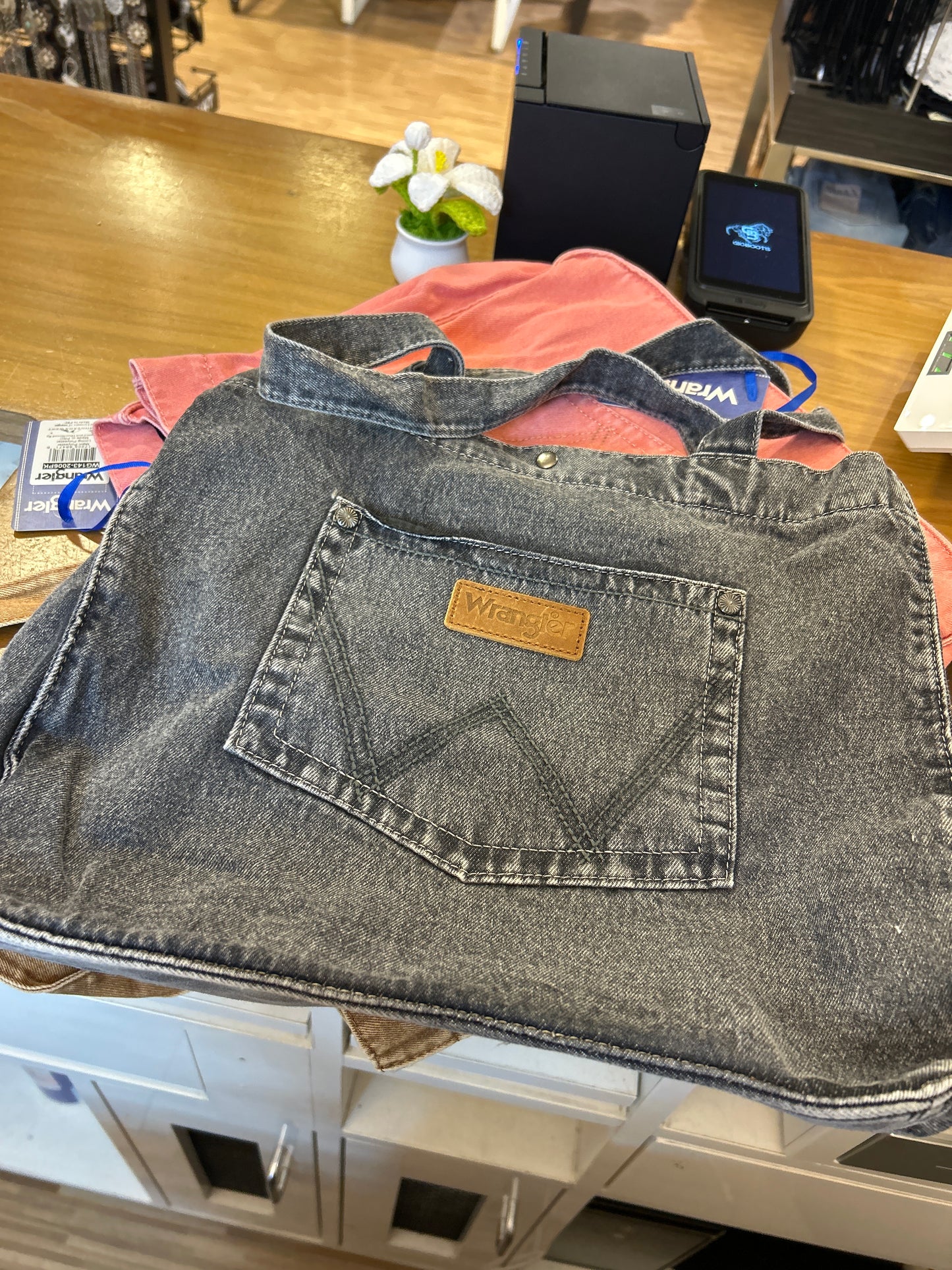 WG143-2006BK Wrangler Stitch Denim Tote Bag - Black