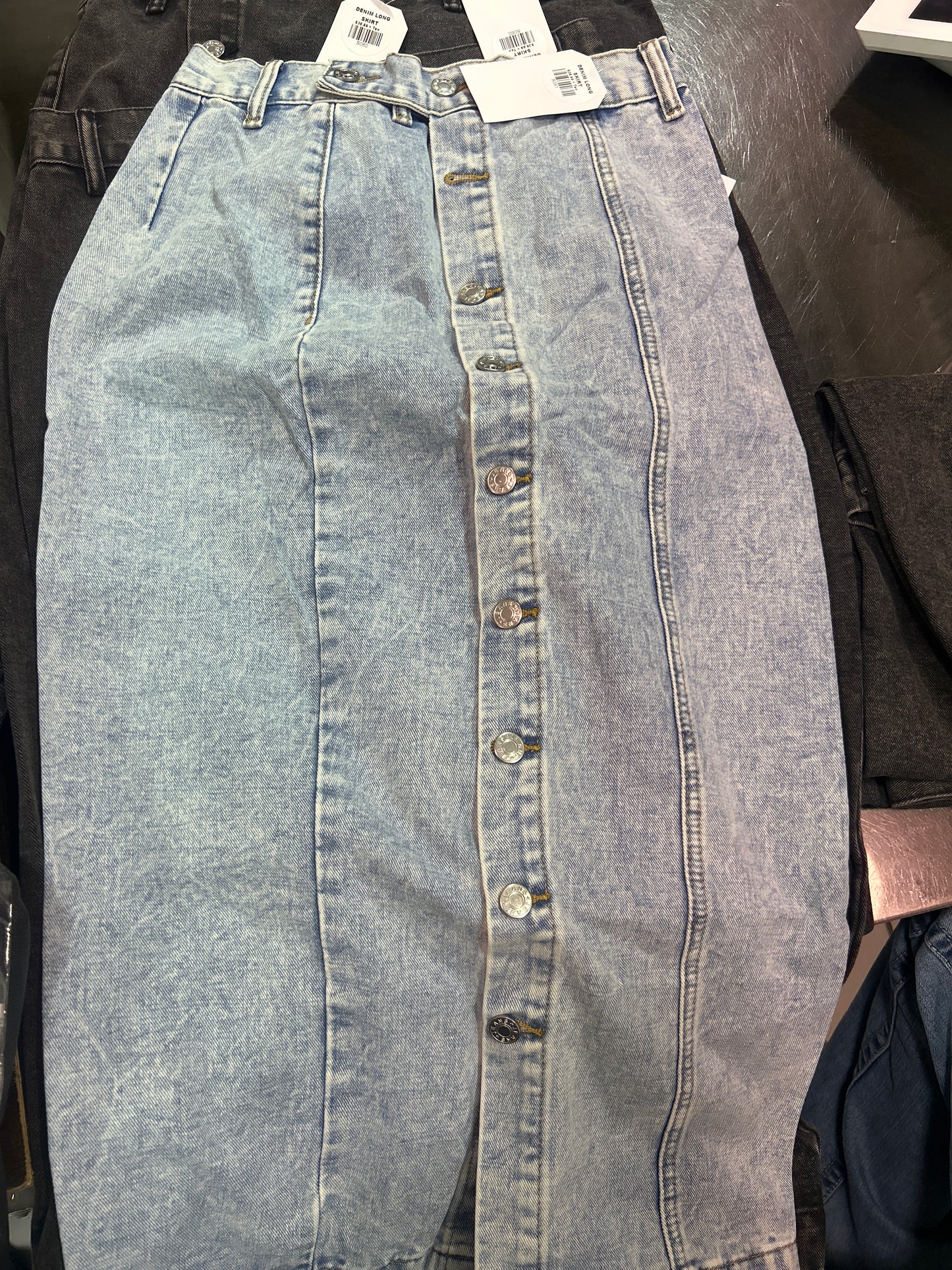 Long denim skirt