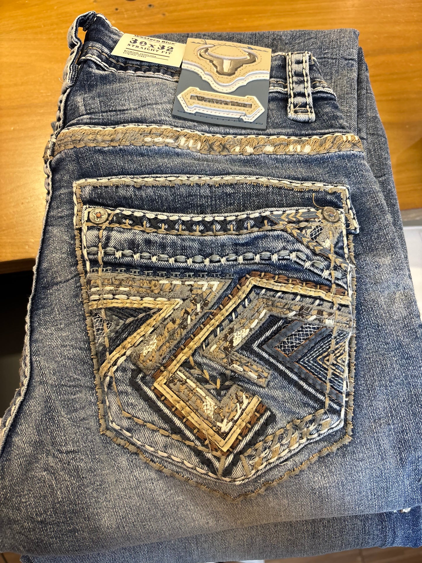 Western blue men jeans BLUE