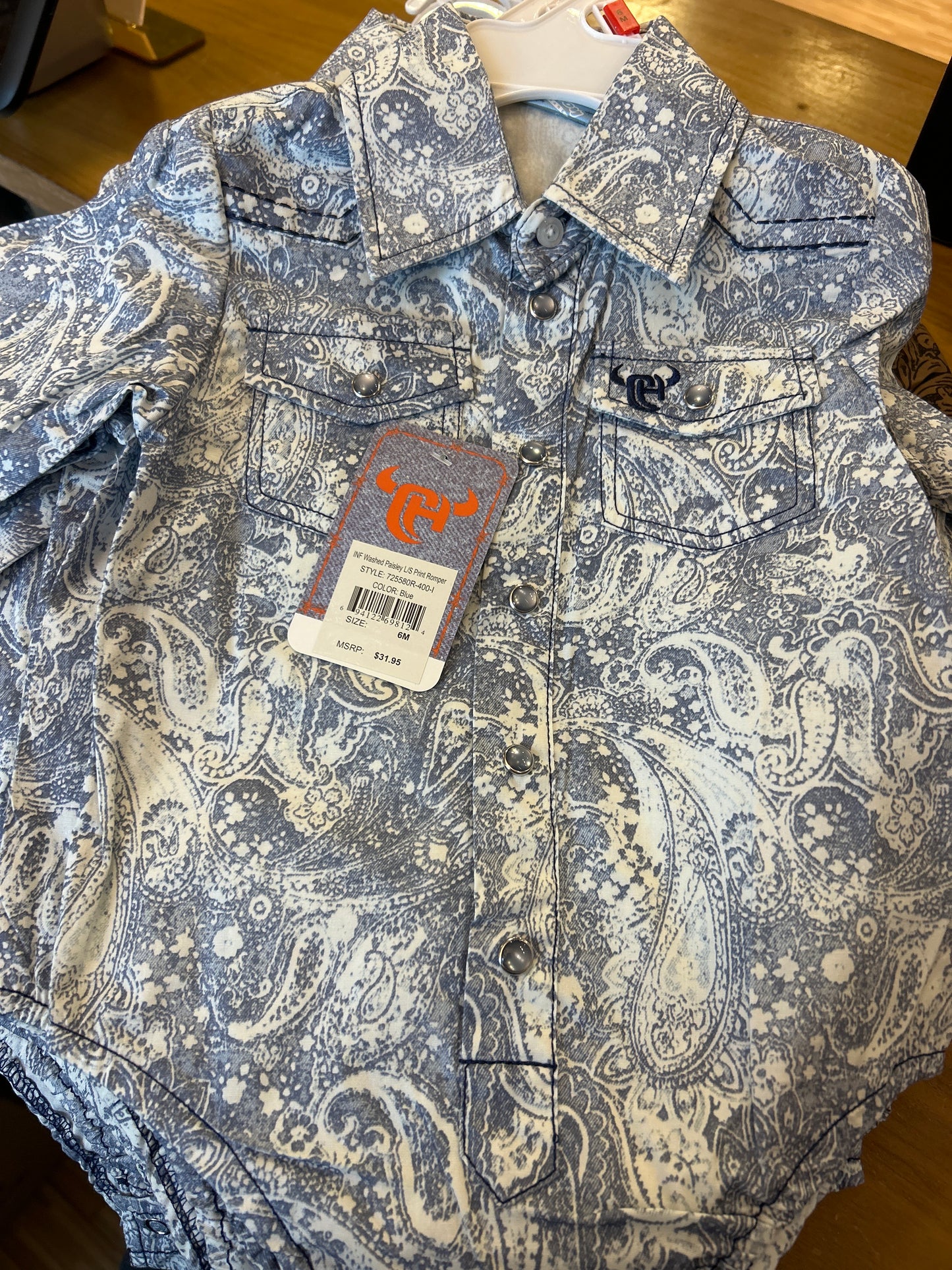 Cowboy hardware paisley onesie