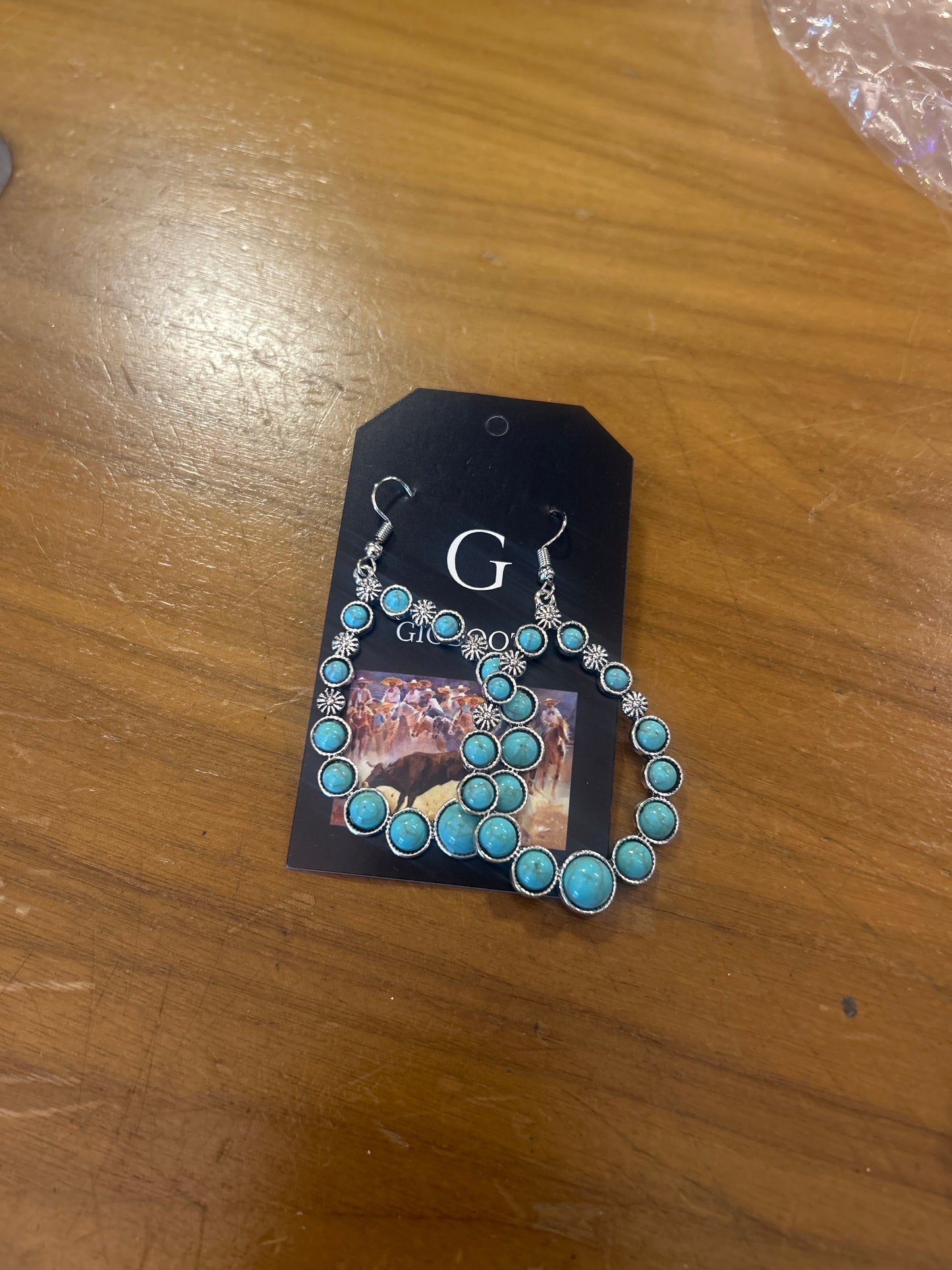 Flower Turquoise Hoops