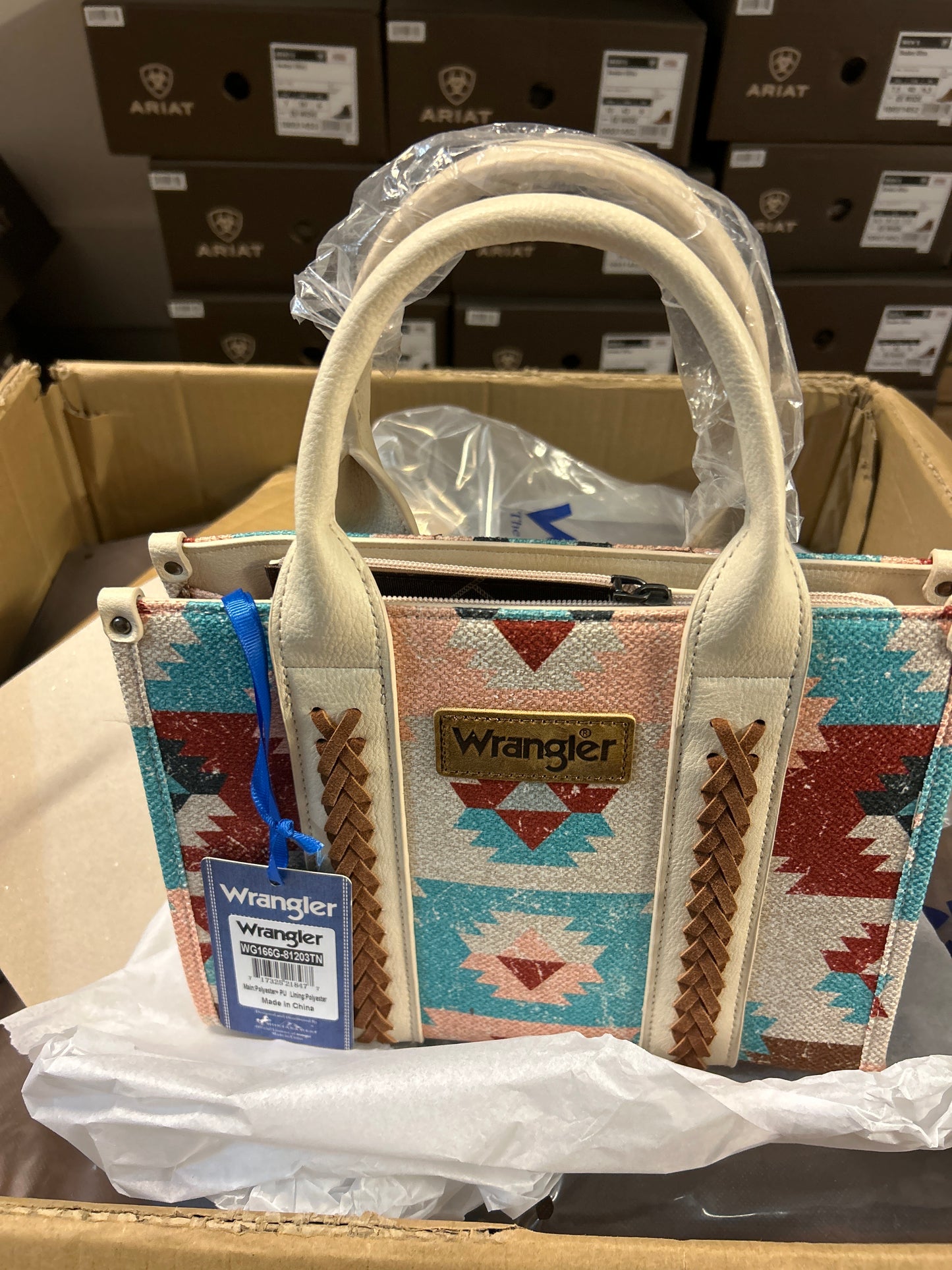 Wrangler aztec print purse tan