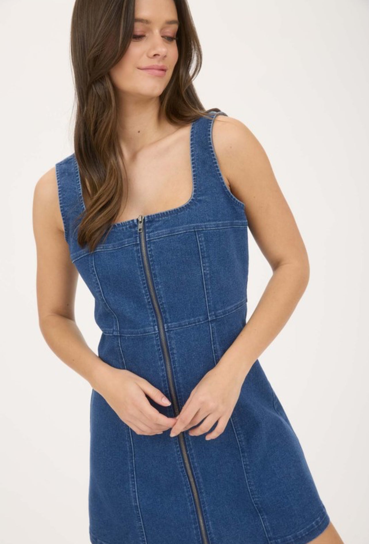 Denim zipper dress