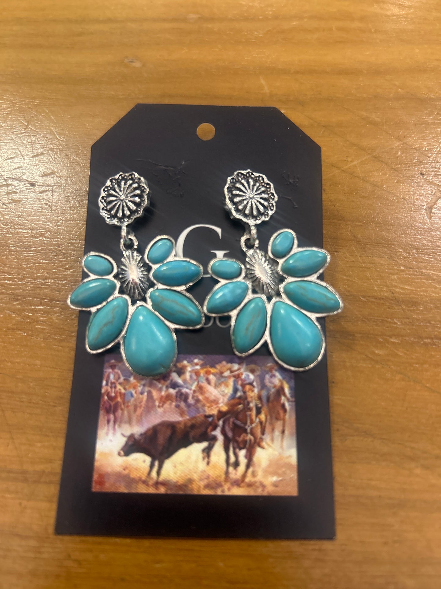 Half Flower Turquoise Earrings