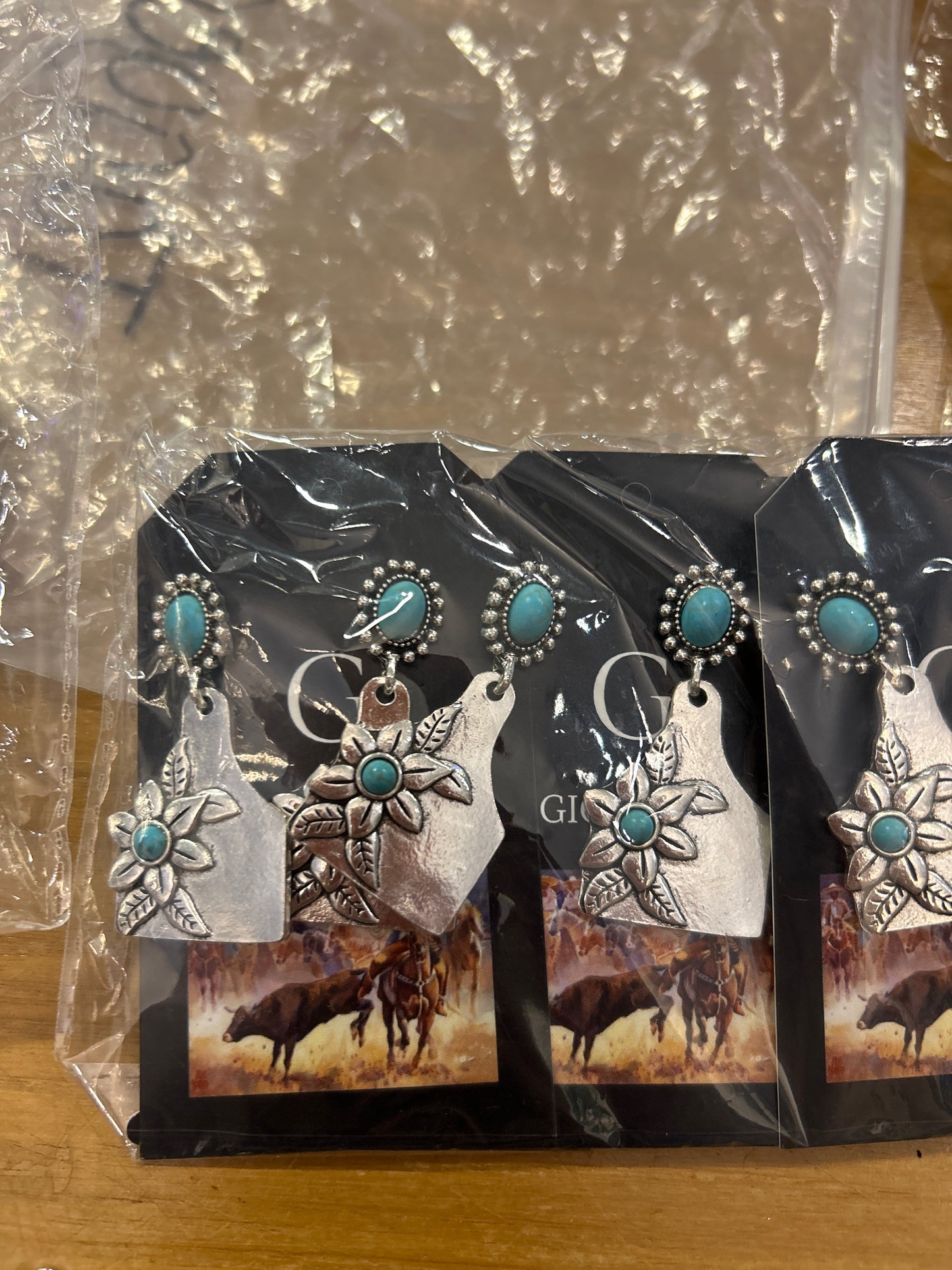 Cow tag silver/turqouise