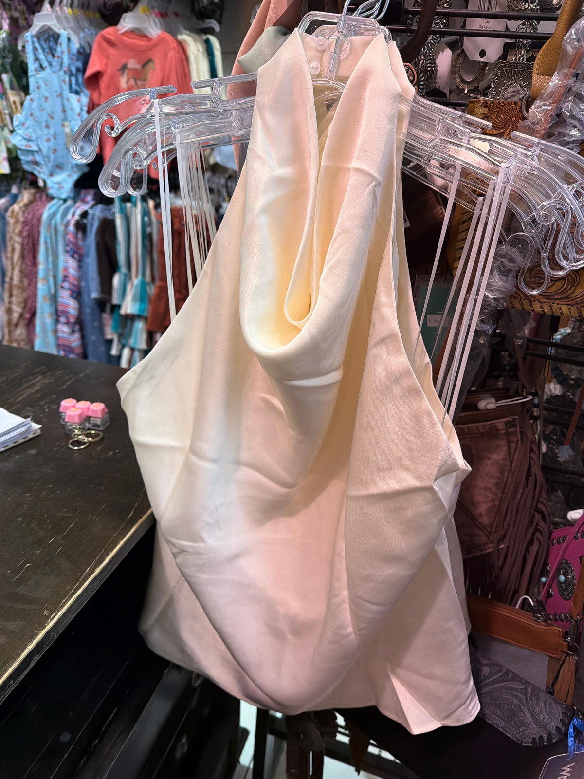 Cowl neck beige top