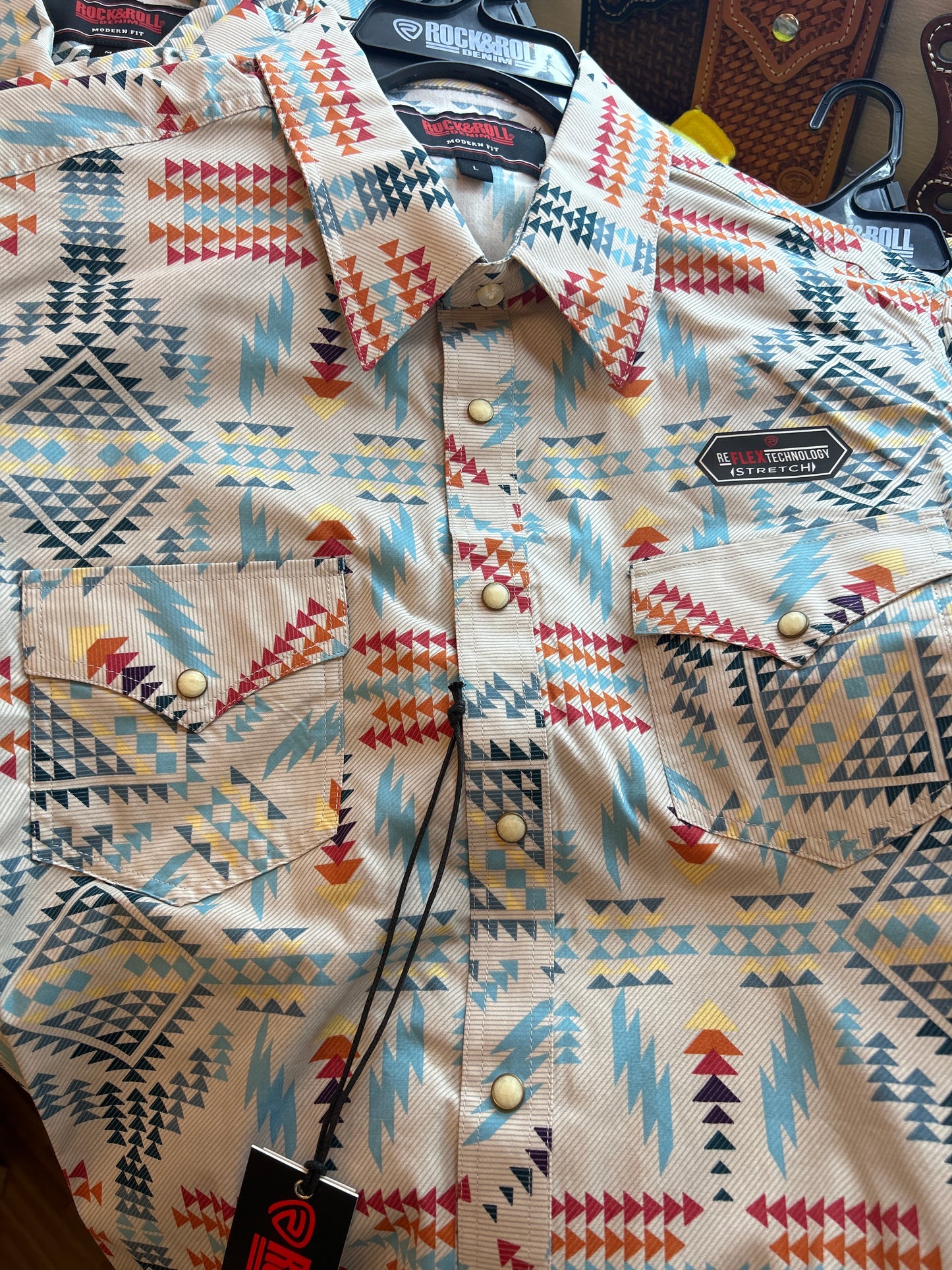 (Rock And Roll Denim Aztec LS Snap