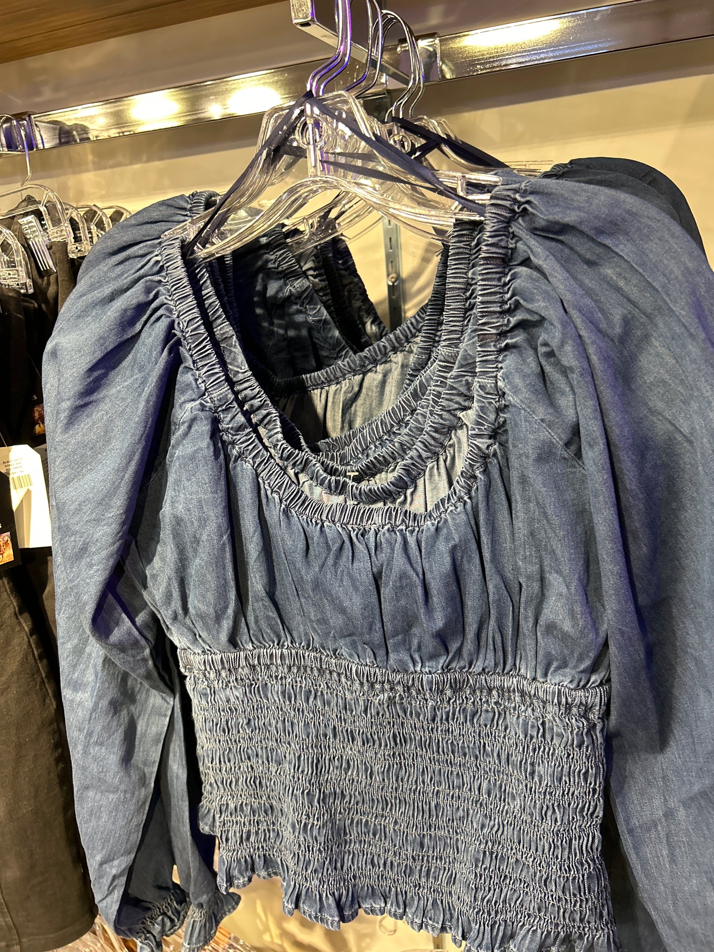 Denim long sleeve top final sale