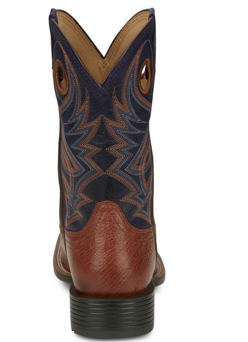 JUSTIN ROSWELL 11" SMOOTH OSTRICH (COGNAC)