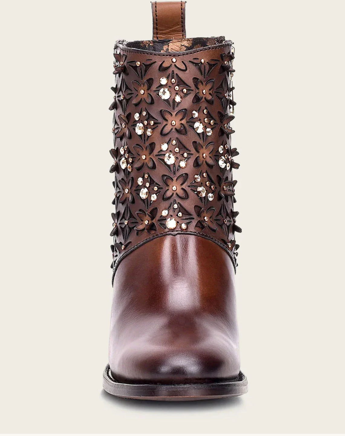 Women Cuadra -ANKLE BROWN BOOTIE WITH CRYSTALS cu338