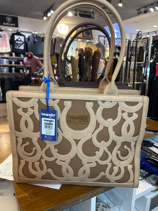 WG292-8110KH Wrangler Horseshoe Cutout Carry-All Large Tote Bag - Khaki