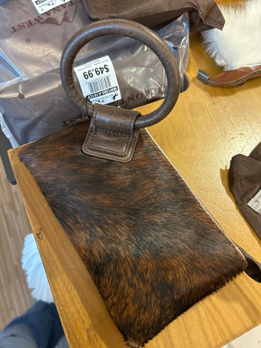 Cowhide wristlet a181cf coffee
