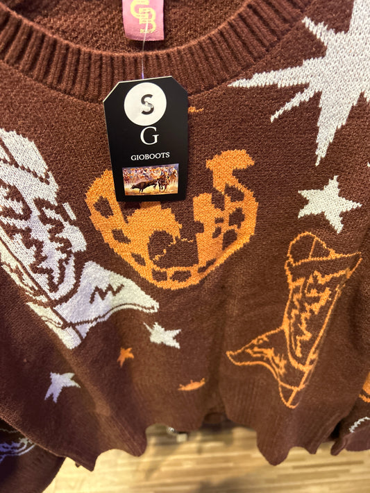 Brown Cowgirl Sweater