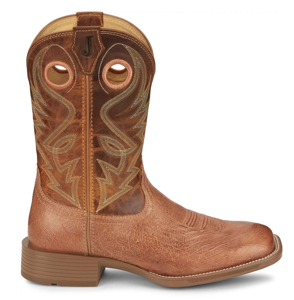 Justin Smooth Ostrich Boots Roswell Cognac