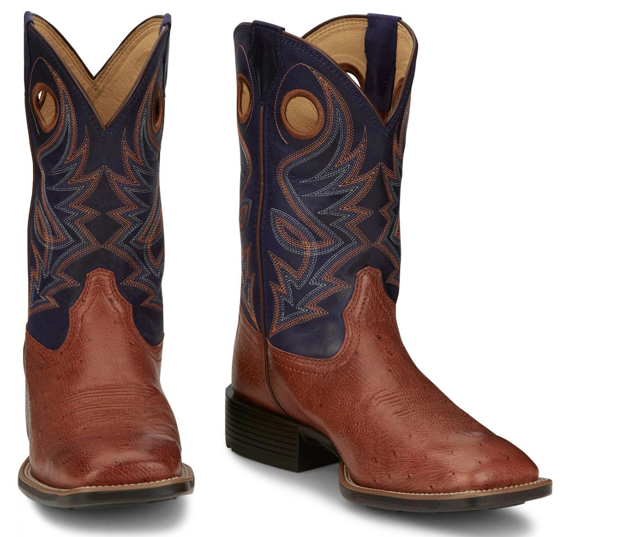JUSTIN ROSWELL 11" SMOOTH OSTRICH (COGNAC)