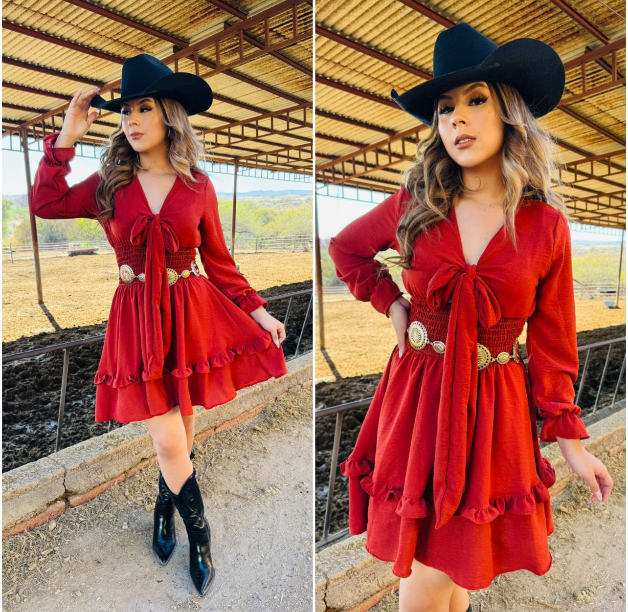 Flowy vaquera dress (red)