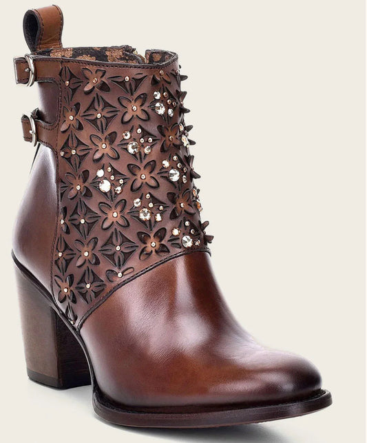 Women Cuadra -ANKLE BROWN BOOTIE WITH CRYSTALS cu338