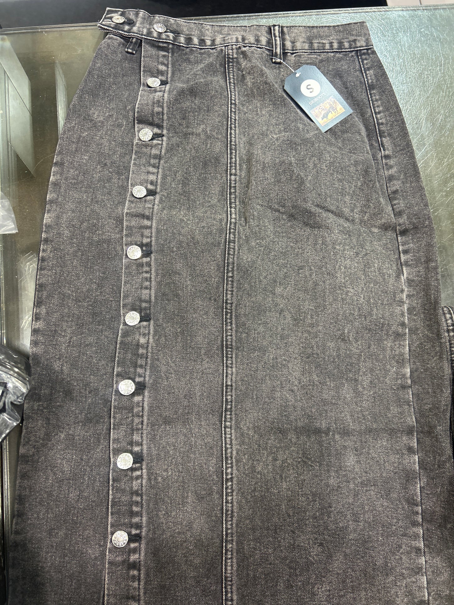Long denim skirt