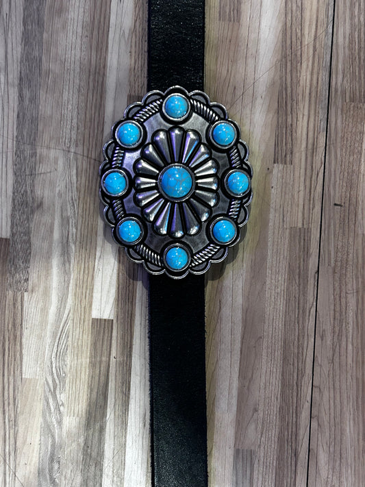 Leather Turquoise Belt Flower