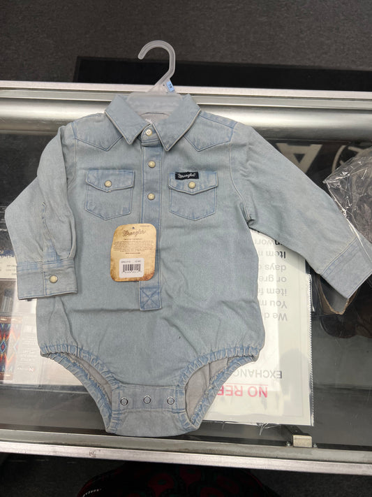 Baby wrangler denim onesie