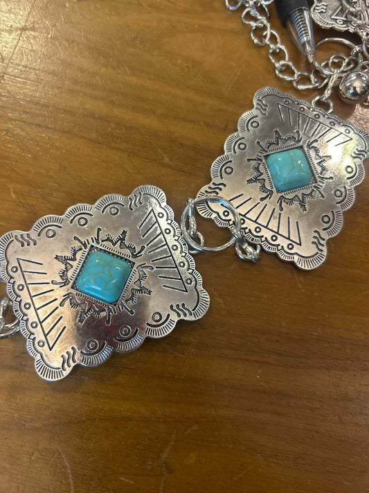 Square Blue Concho Belt