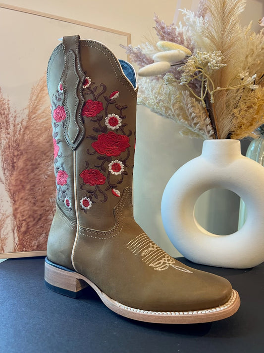 Botas Flores Rojas