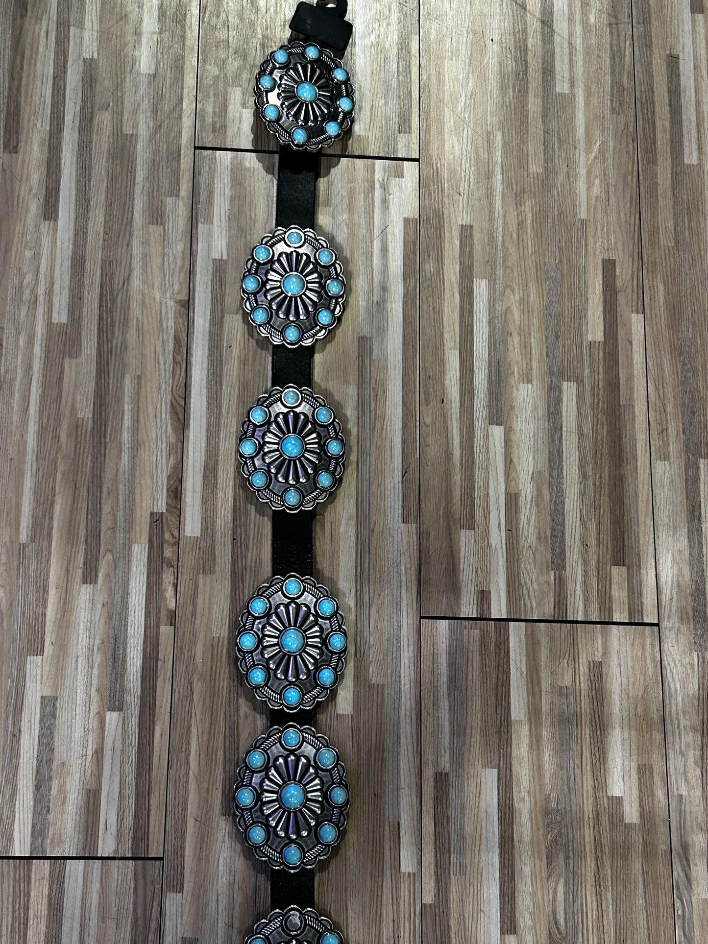 Leather Turquoise Belt Flower