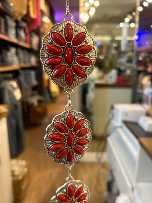 Concho Chain Belt (Red)