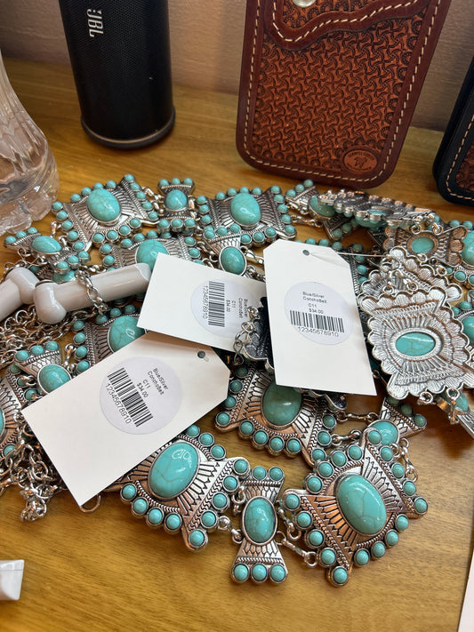 Blue/silver Concho belts