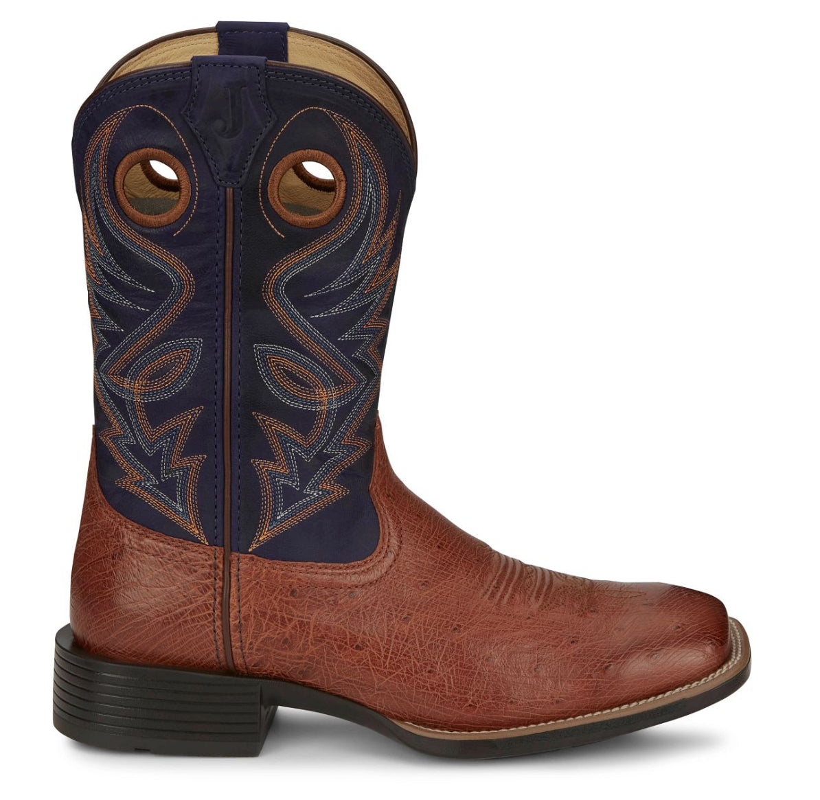 JUSTIN ROSWELL 11" SMOOTH OSTRICH (COGNAC)