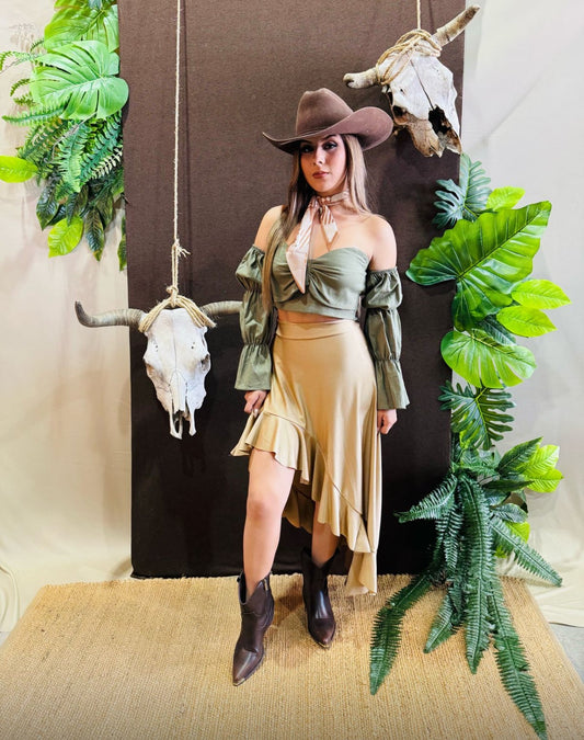 ruffle skirt (beige)