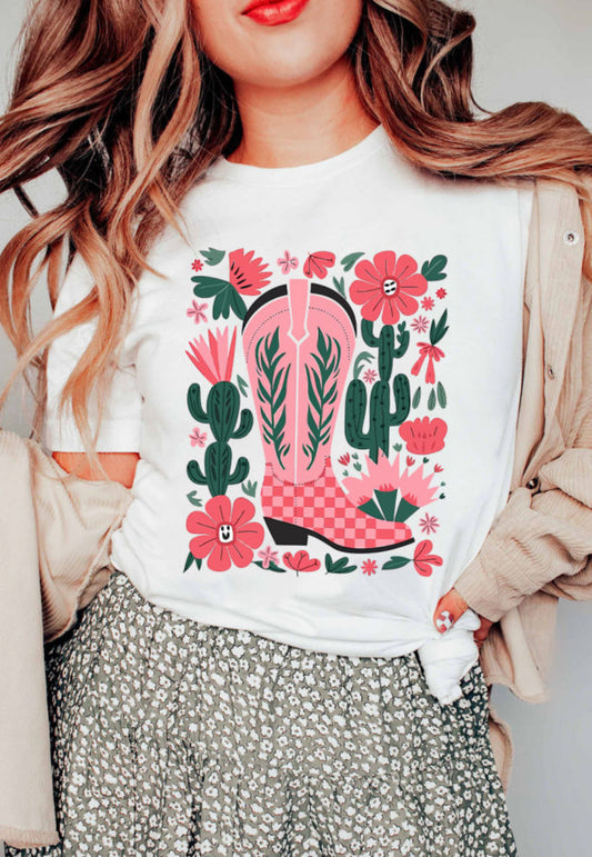 Floral Boot Women T-shirt