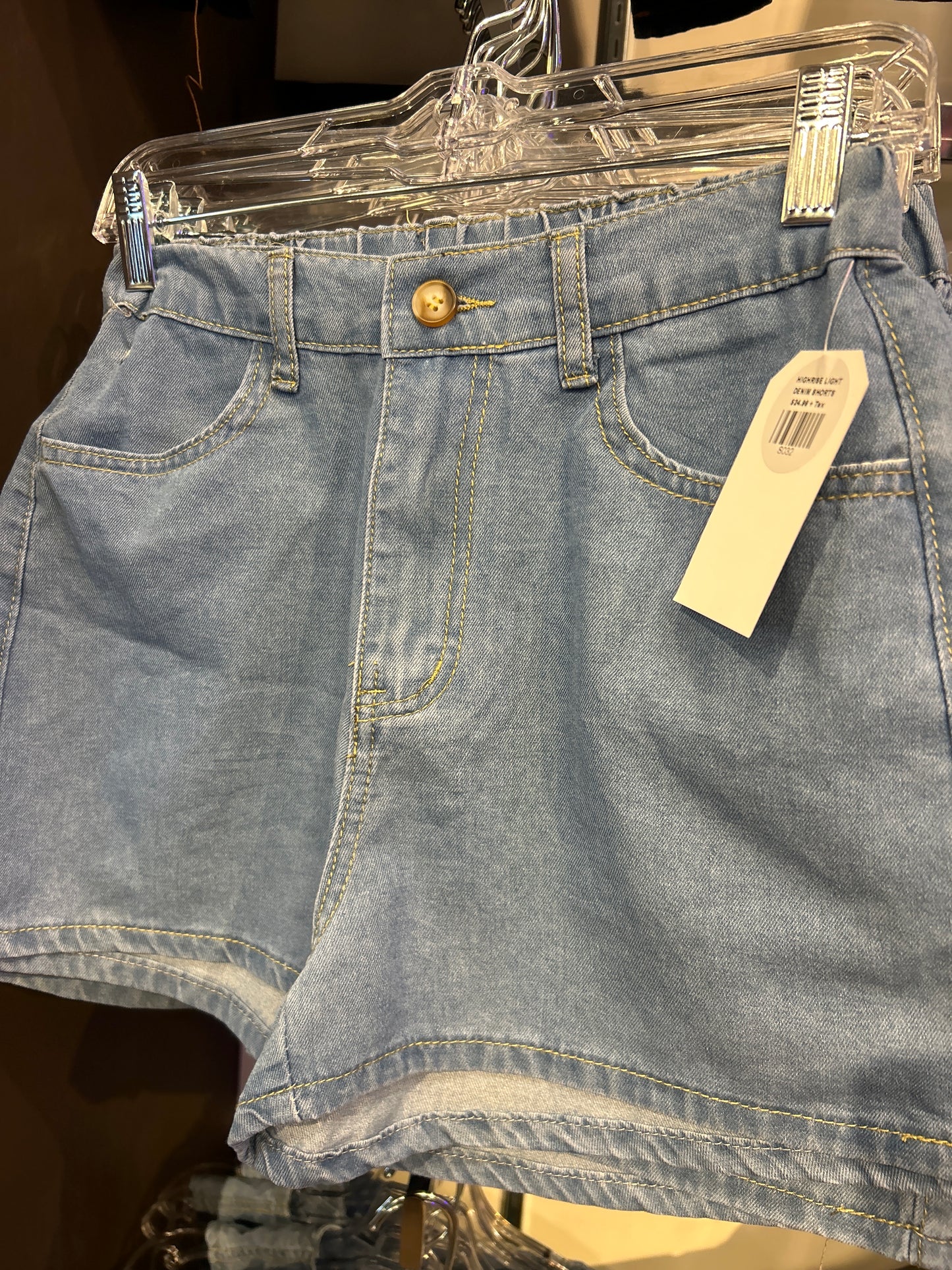 Light blue denim shorts