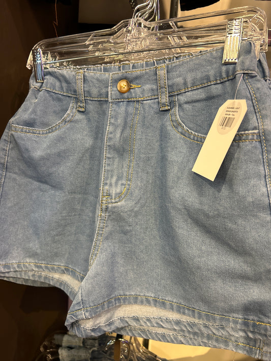 Light blue denim shorts