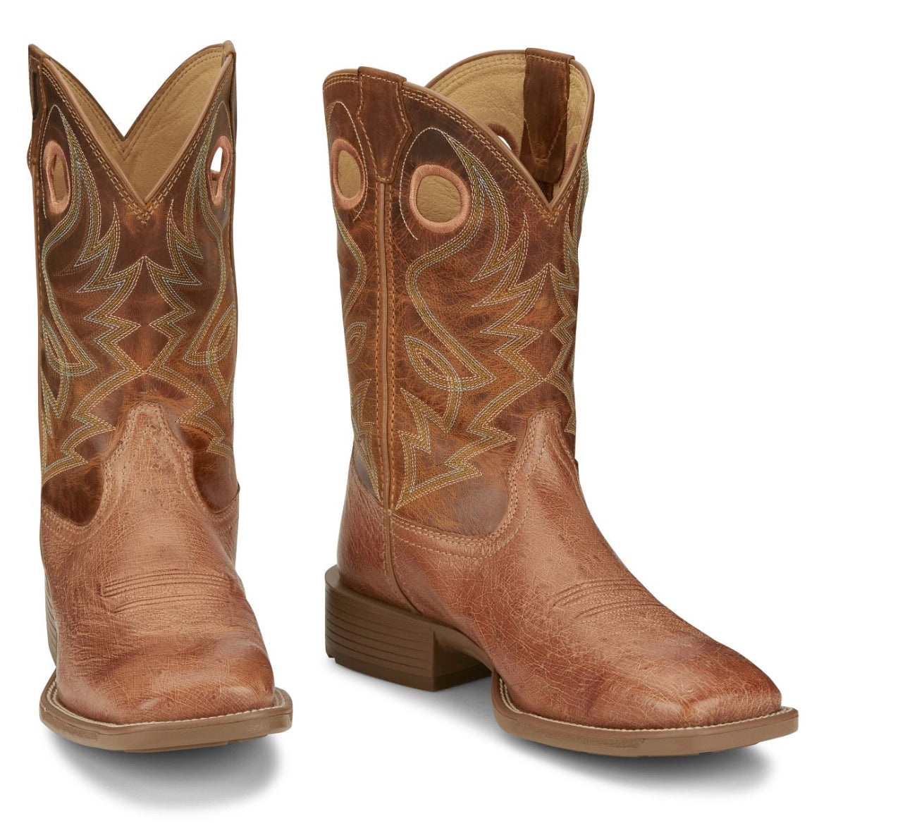 Justin Smooth Ostrich Boots Roswell Cognac