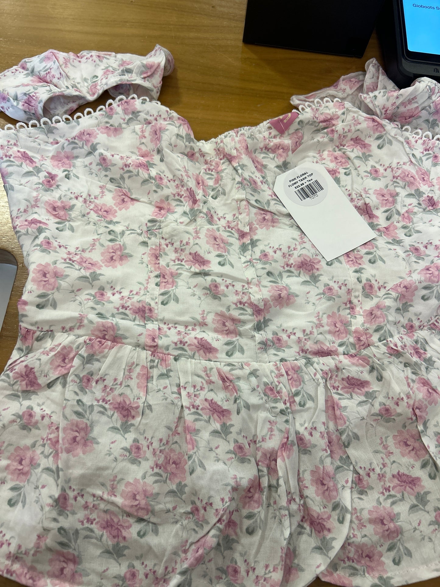 Pink floral flowy top