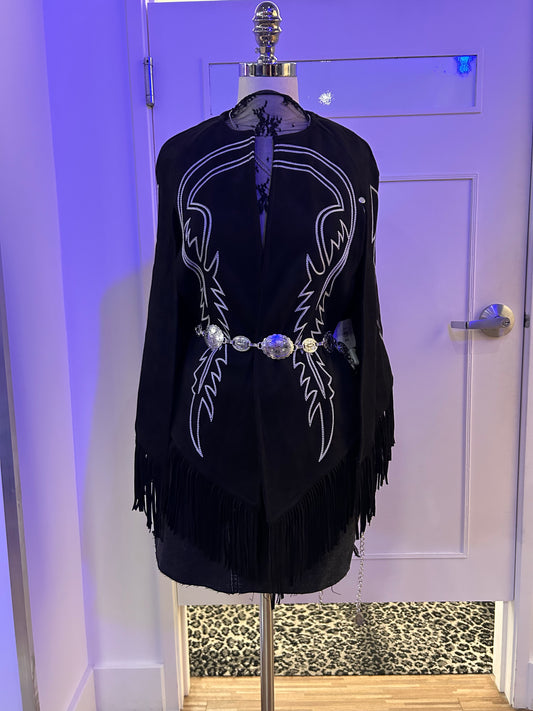 Black Embroidered Shaw