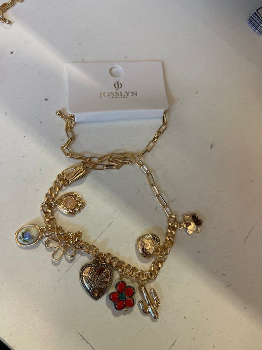 Heart Charm Necklace (red/gold)