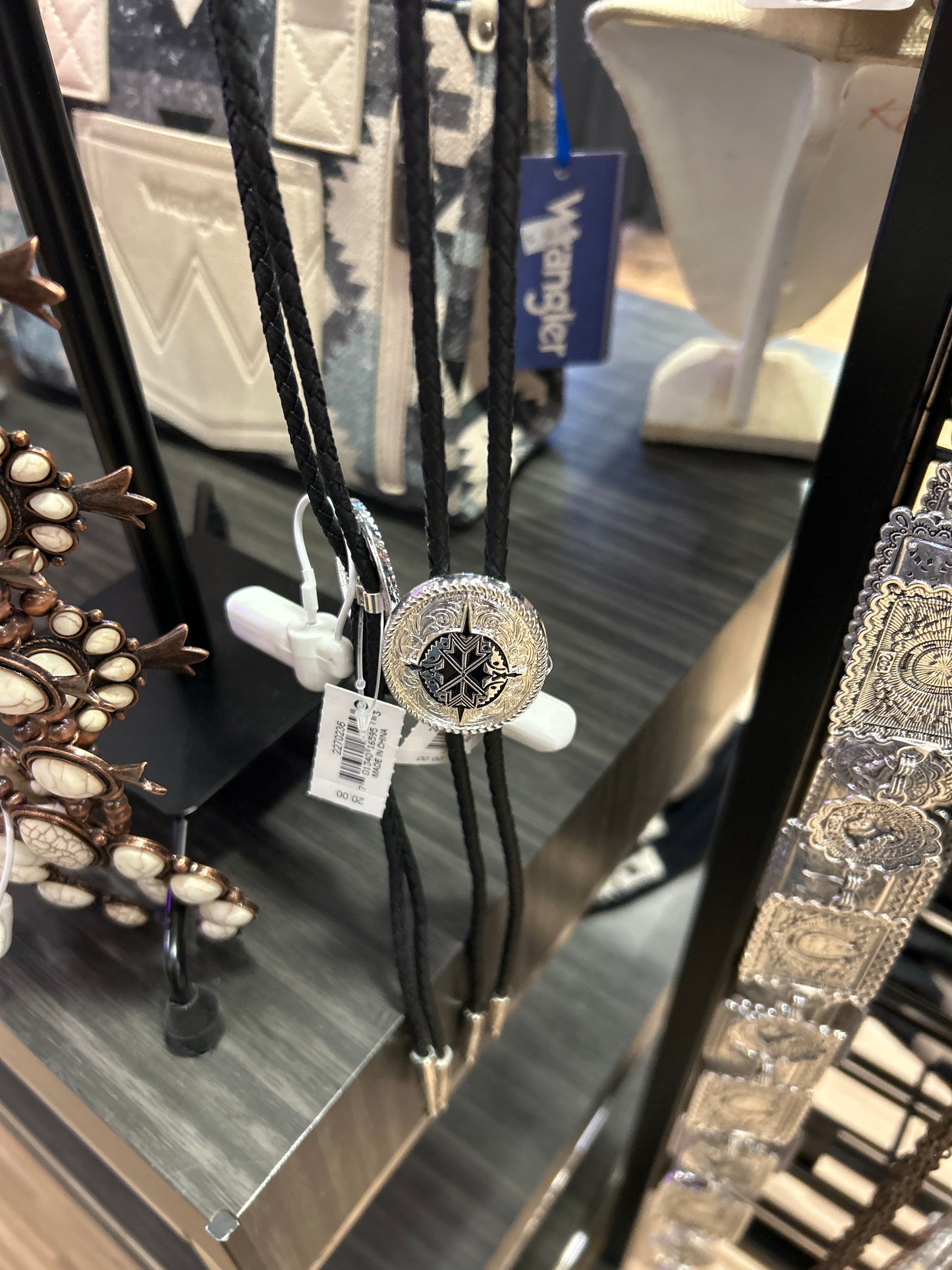 Men Black bolo tie silver