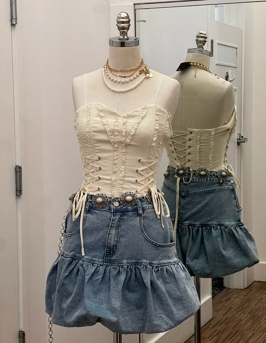 Side Lace-up Corset Ivory