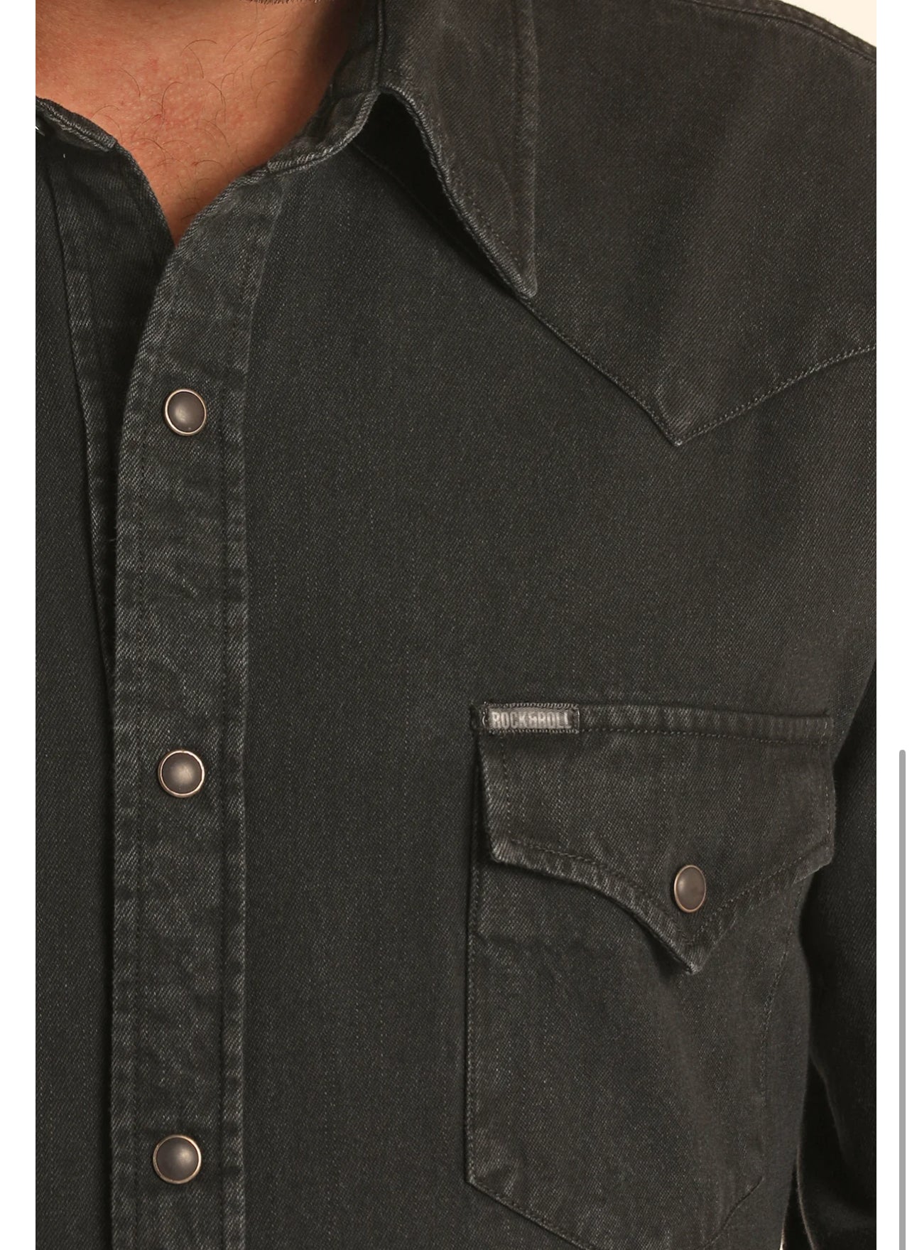 Rock & Roll Denim Slim Fit Black Wash Shirt